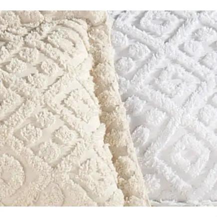 Full size Diamond Pattern Cotton Chenille Bedspread in White by HomePacific
