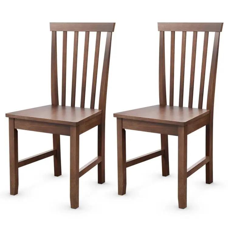 Set of 2 Solid Wood Armless Mission Style Dining Chairs in Walnut Brown Finish by HomePacific