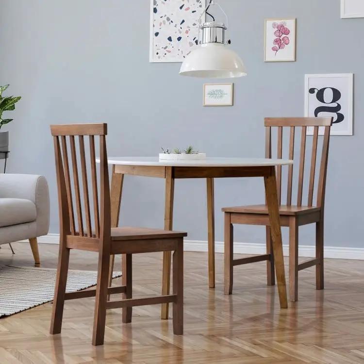 Set of 2 Solid Wood Armless Mission Style Dining Chairs in Walnut Brown Finish by HomePacific
