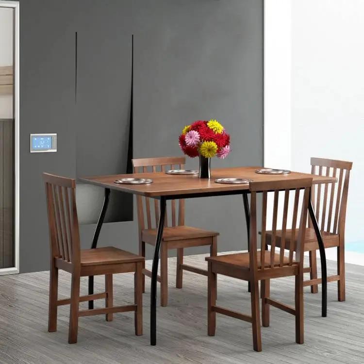 Set of 2 Solid Wood Armless Mission Style Dining Chairs in Walnut Brown Finish by HomePacific