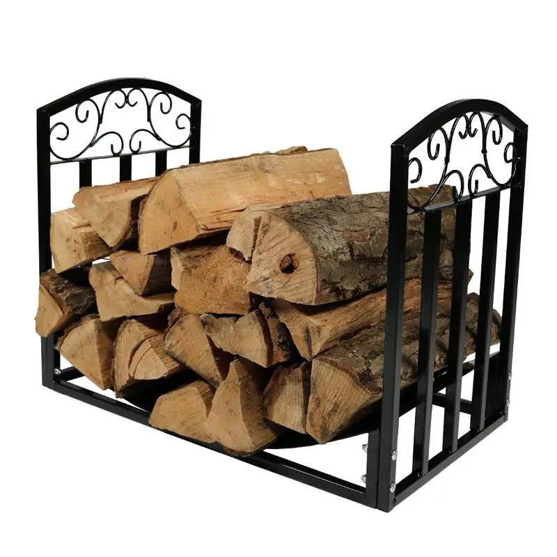 Black Metal Indoor Outdoor 2-Ft Firewood Holder Log Rack by HomePacific