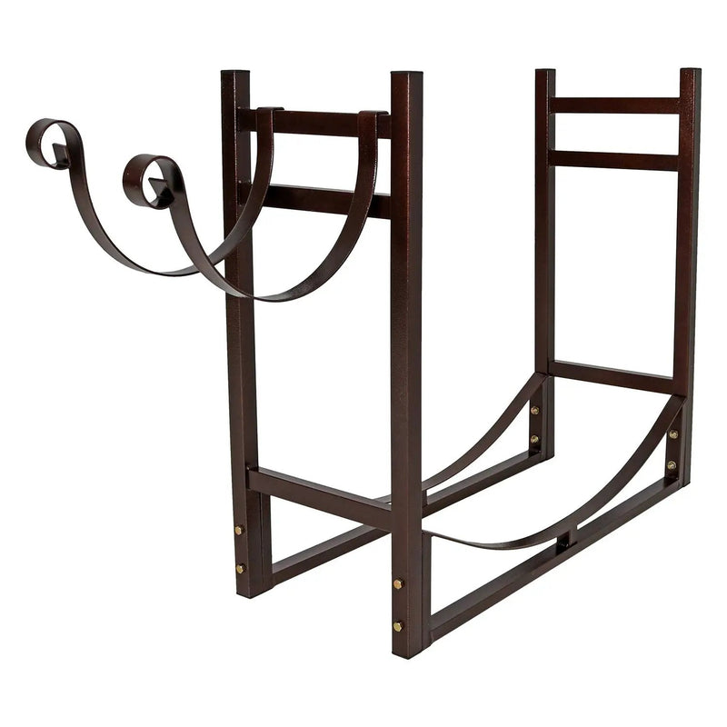 Bronze Metal Indoor/Outdoor Firewood Log Rack with Removeable Kindle Holder by HomePacific