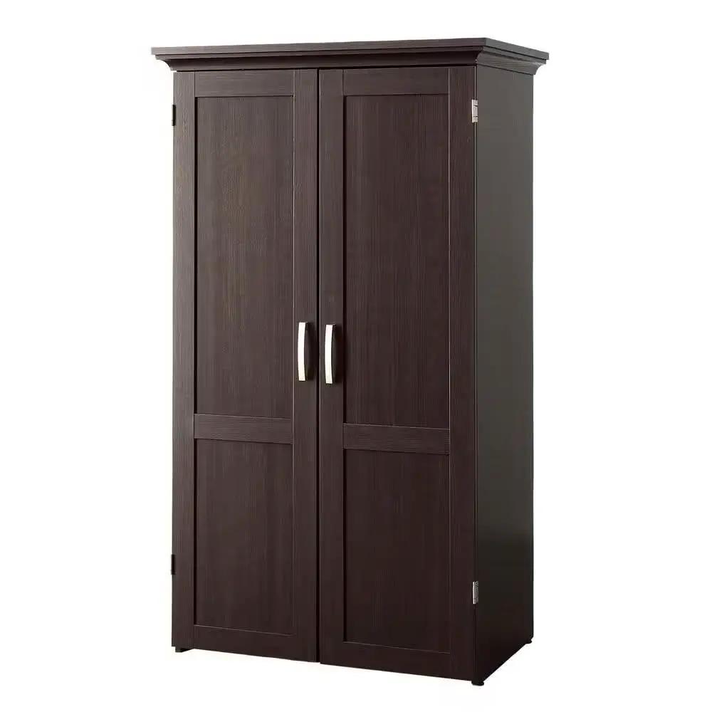 Armoire with Drop Leaf Computer Desk Craft Table in Dark Brown Wood Finish by HomePacific