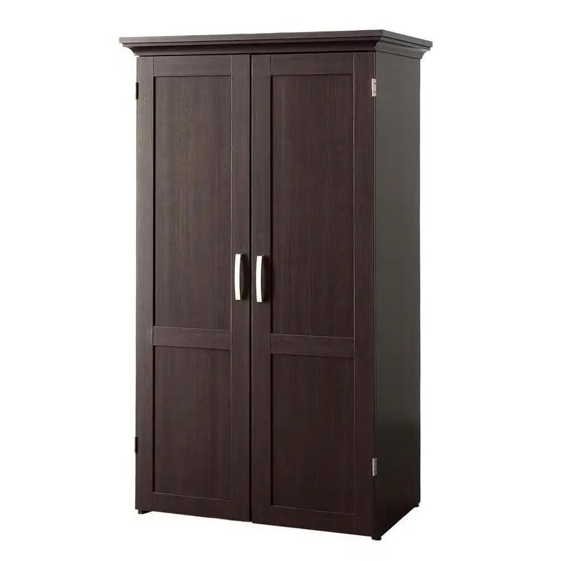 Armoire with Drop Leaf Computer Desk Craft Table in Dark Brown Wood Finish by HomePacific