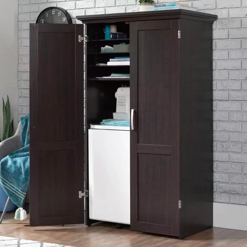 Armoire with Drop Leaf Computer Desk Craft Table in Dark Brown Wood Finish by HomePacific