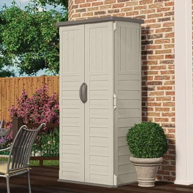 Outdoor Heavy Duty 22 Cubic Ft Vertical Garden Storage Shed in Taupe Grey by HomePacific