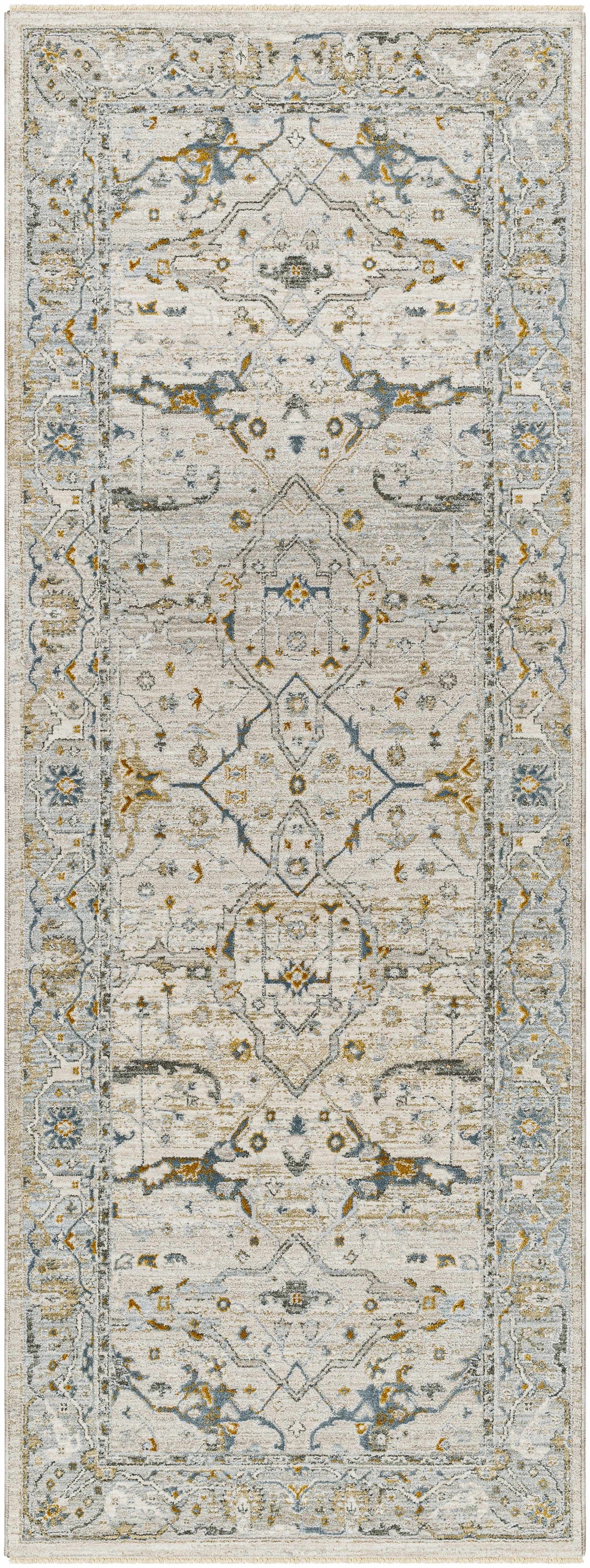 Aviva Off-White Textured Rug with Fringes by Boutique Rugs