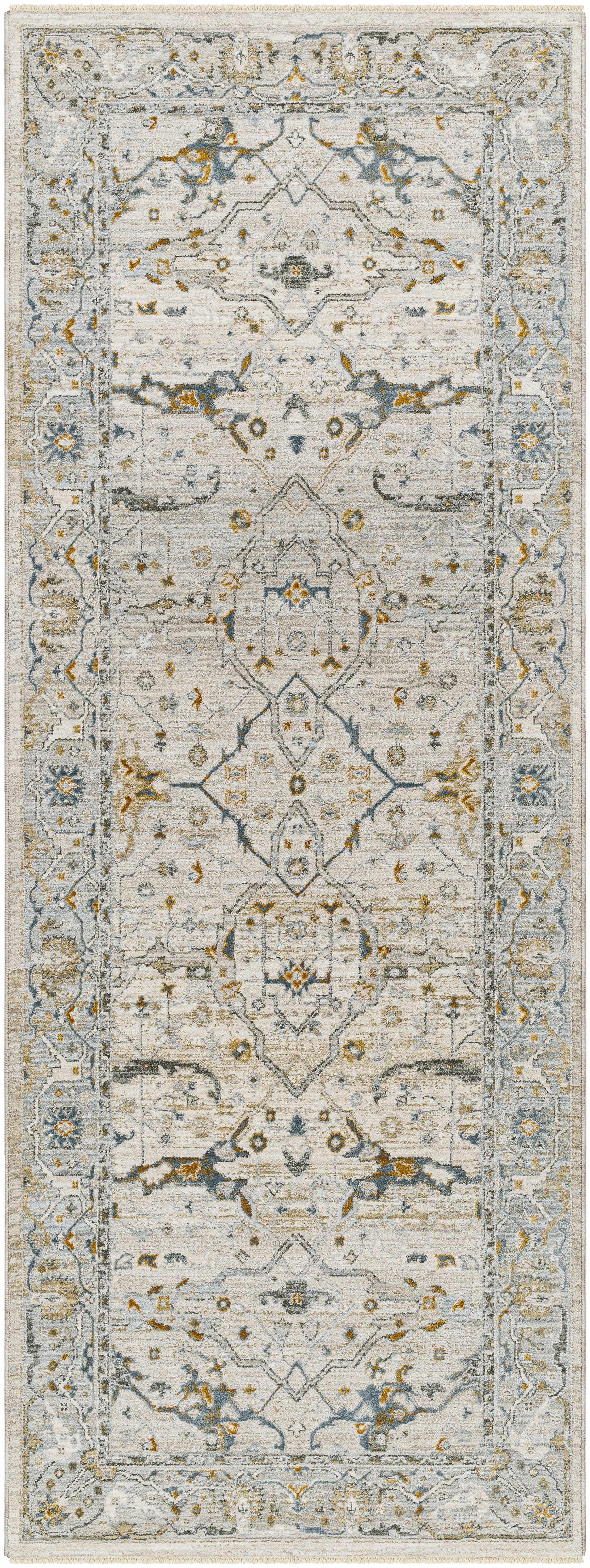 Aviva Off-White Textured Rug with Fringes by Boutique Rugs