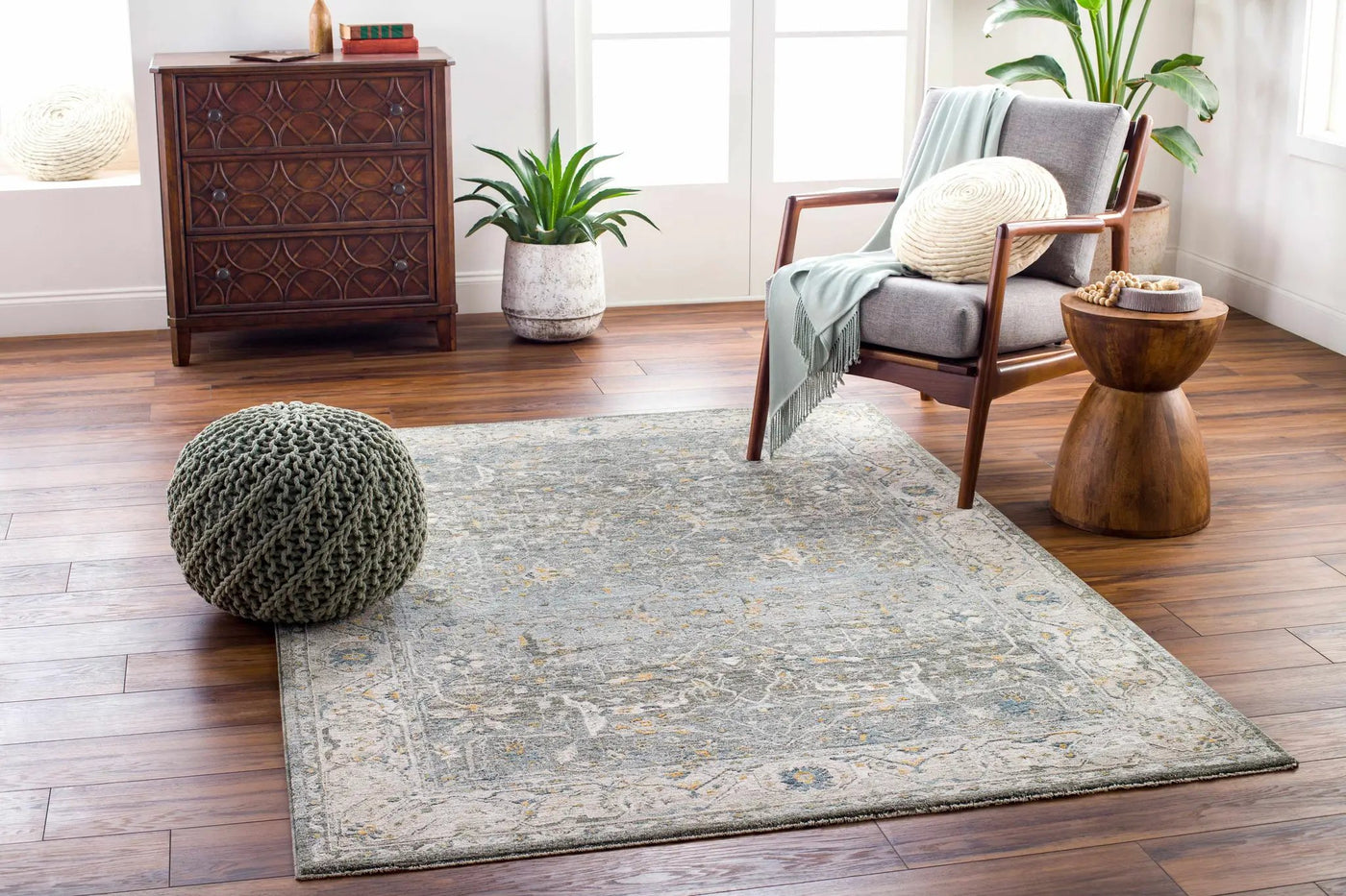 Aviva Teal Textured Rug with Fringes by Boutique Rugs