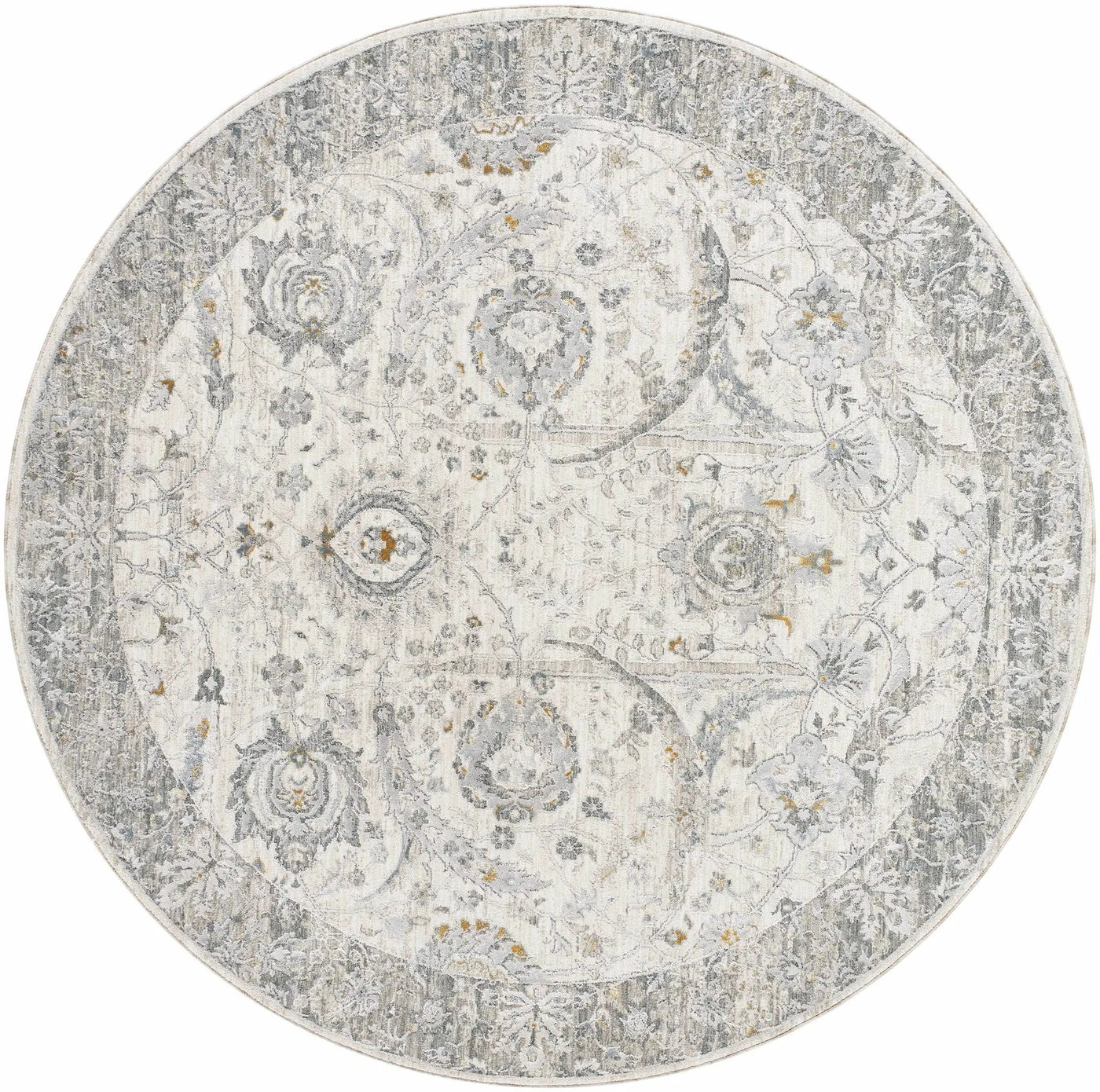 Gauge Cream & Gray Blue Rug with Fringes by Boutique Rugs