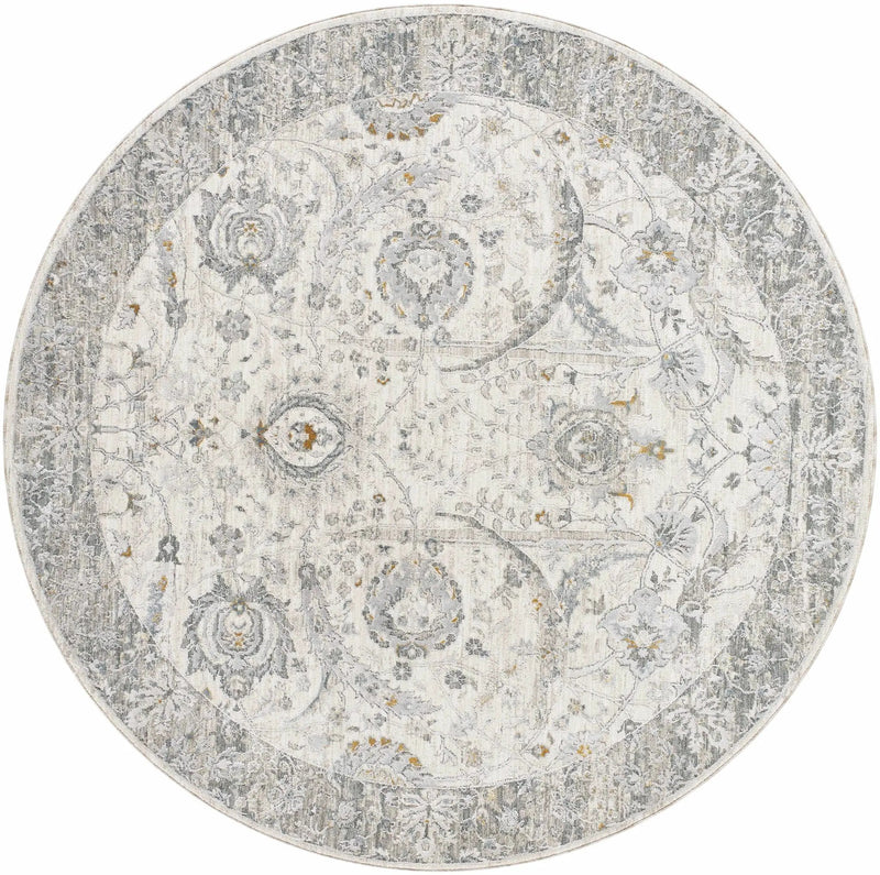 Gauge Cream & Gray Blue Rug with Fringes by Boutique Rugs