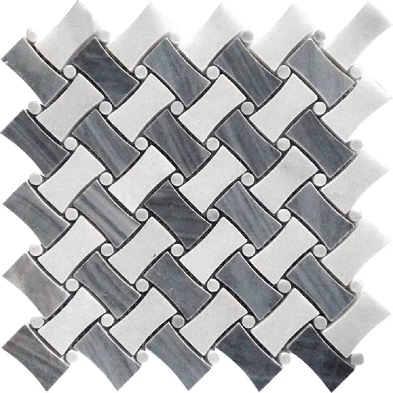 Bardiglio Nuvolato Eastern White 11x11 Polished Basketweave Marble Mosaic Tile (5 pack, 4.2 sq ft/case) by Apollo Tile
