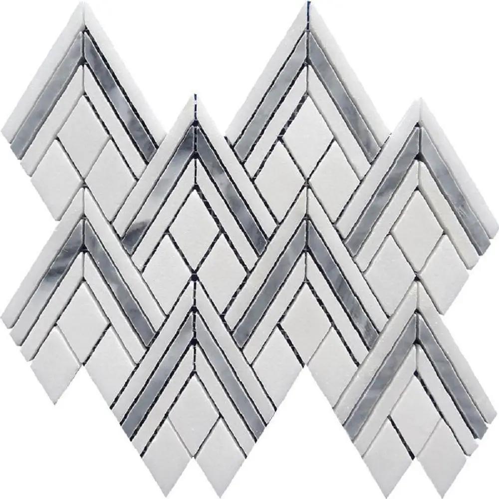 Gray White 9x10 Polished Pike Peak Marble Mosaic Tile (5 pack, 2.99 sq ft/case) by Apollo Tile