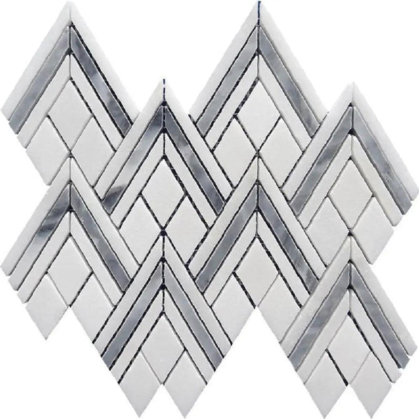 Gray White 9x10 Polished Pike Peak Marble Mosaic Tile (5 pack, 2.99 sq ft/case), photo 2 of 6