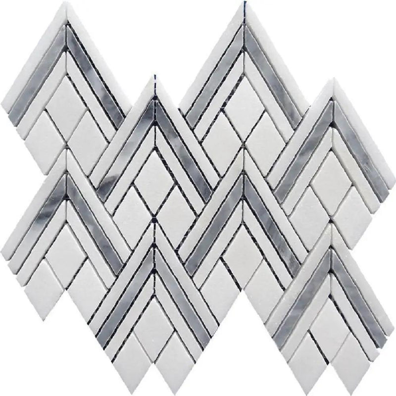 Gray White 9x10 Polished Pike Peak Marble Mosaic Tile (5 pack, 2.99 sq ft/case) by Apollo Tile