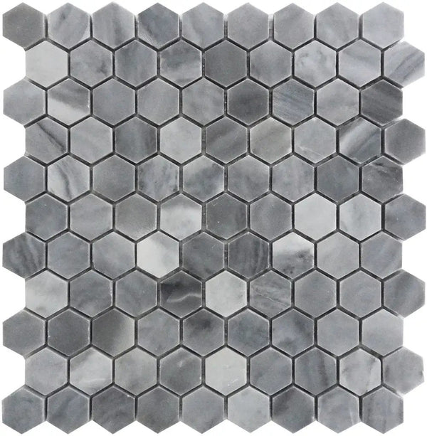 Gray 11x12 Polished Hexagon Bardiglio Nuvolato Marble Mosaic Tile (5 pack, 4.71 sq ft/case), photo 2 of 5
