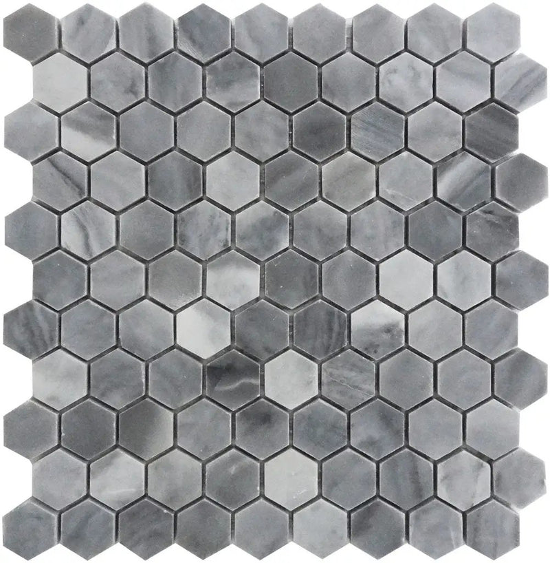Gray 11x12 Polished Hexagon Bardiglio Nuvolato Marble Mosaic Tile (5 pack, 4.71 sq ft/case) by Apollo Tile