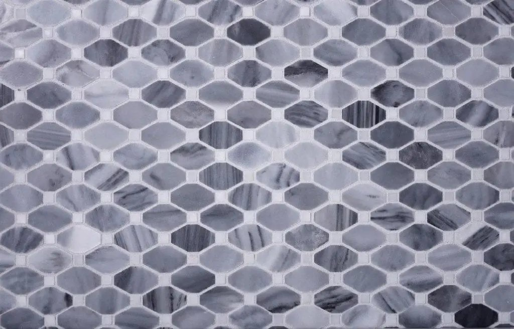 Bardiglio Nuvolato Eastern White 12x12 Polished Octagon Marble Mosaic Tile (5 pack, 5.08 sq ft/case) by Apollo Tile