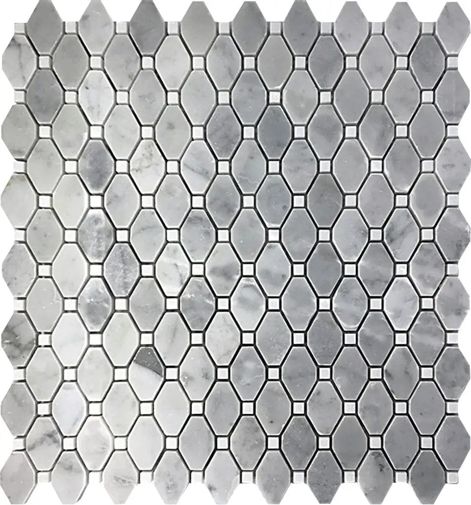 Bardiglio Nuvolato Eastern White 12x12 Polished Octagon Marble Mosaic Tile (5 pack, 5.08 sq ft/case) by Apollo Tile