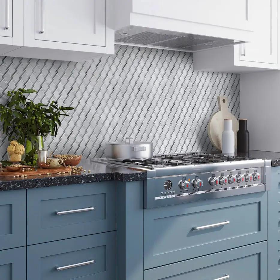 Eastern White, Bardiglio Nuvolato 11x12 Polished Multi-shaped Marble Mosaic Tile (5 pack, 4.66 sq ft/case) by Apollo Tile