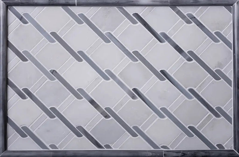 Eastern White, Bardiglio Nuvolato 11x12 Polished Multi-shaped Marble Mosaic Tile (5 pack, 4.66 sq ft/case) by Apollo Tile