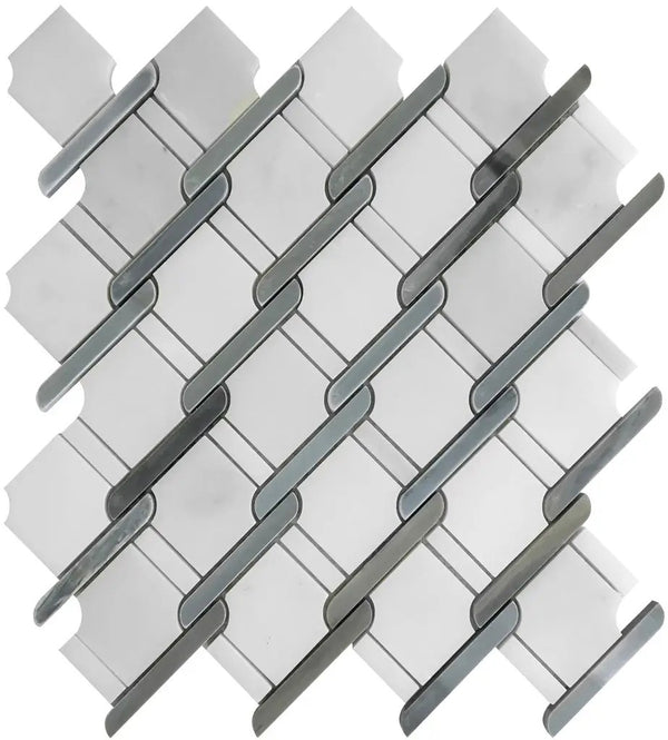 Eastern White, Bardiglio Nuvolato 11x12 Polished Multi-shaped Marble Mosaic Tile (5 pack, 4.66 sq ft/case), photo 2 of 6