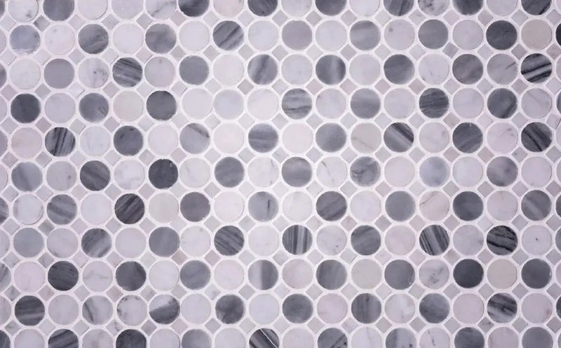 White Gray 13x13 Polished Multi-shaped Bardiglio Nuvolato Carrara Marble Mosaic Tile (5 pack, 5.6 sq ft/case) by Apollo Tile