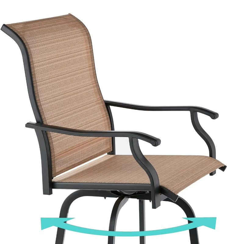 Set of 2 Tan All-Weather Mesh Swivel Barstools by HomePacific