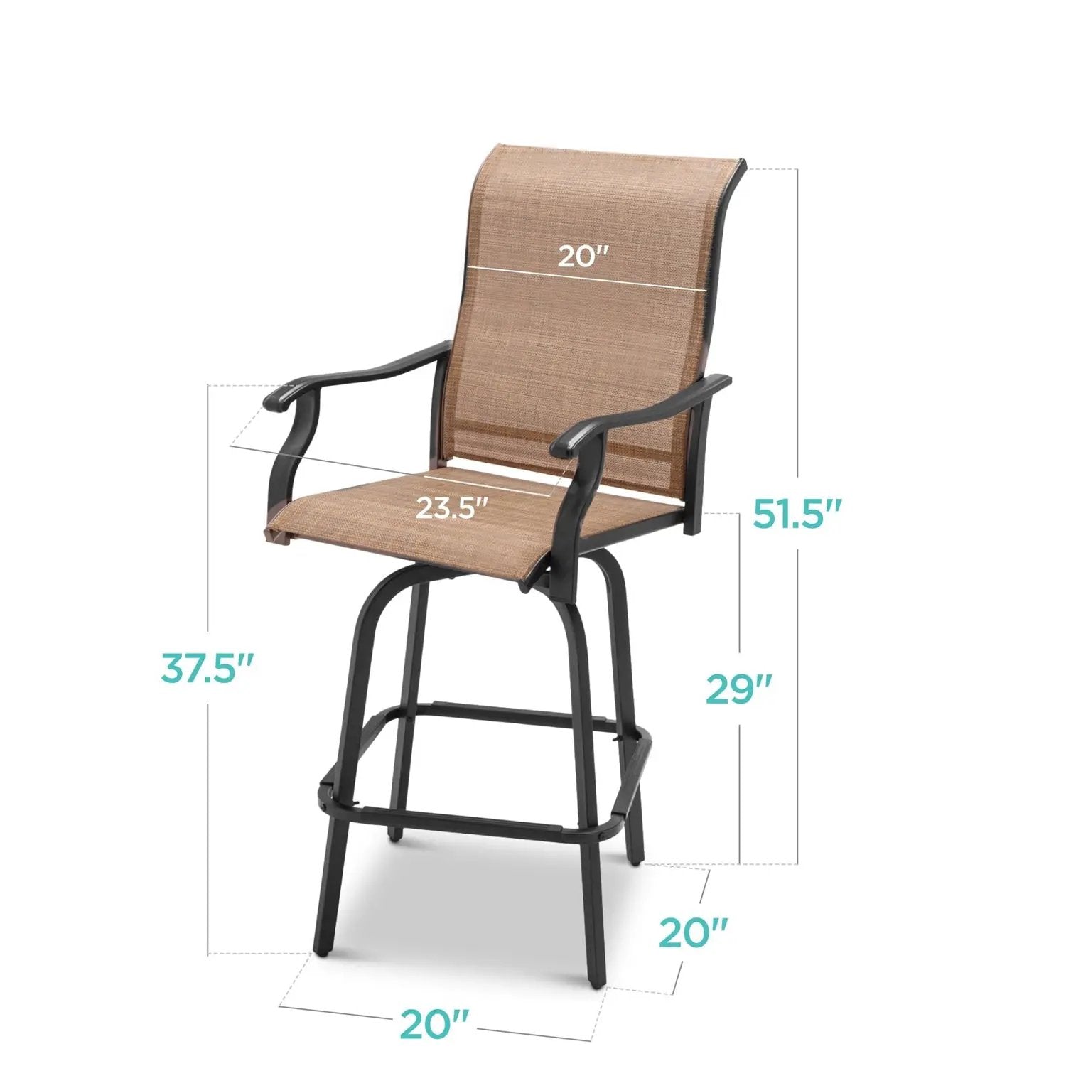 Set of 2 Tan All-Weather Mesh Swivel Barstools by HomePacific