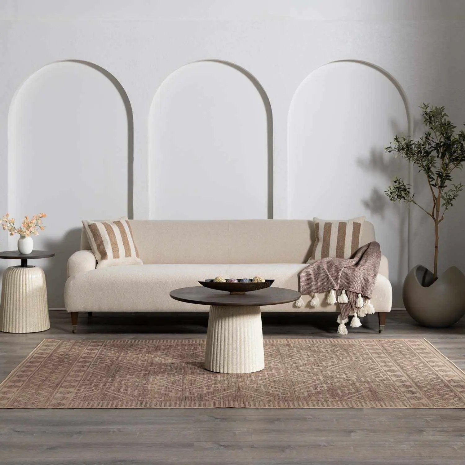 Halle Beige Washable Area Rug - Clearance by Boutique Rugs
