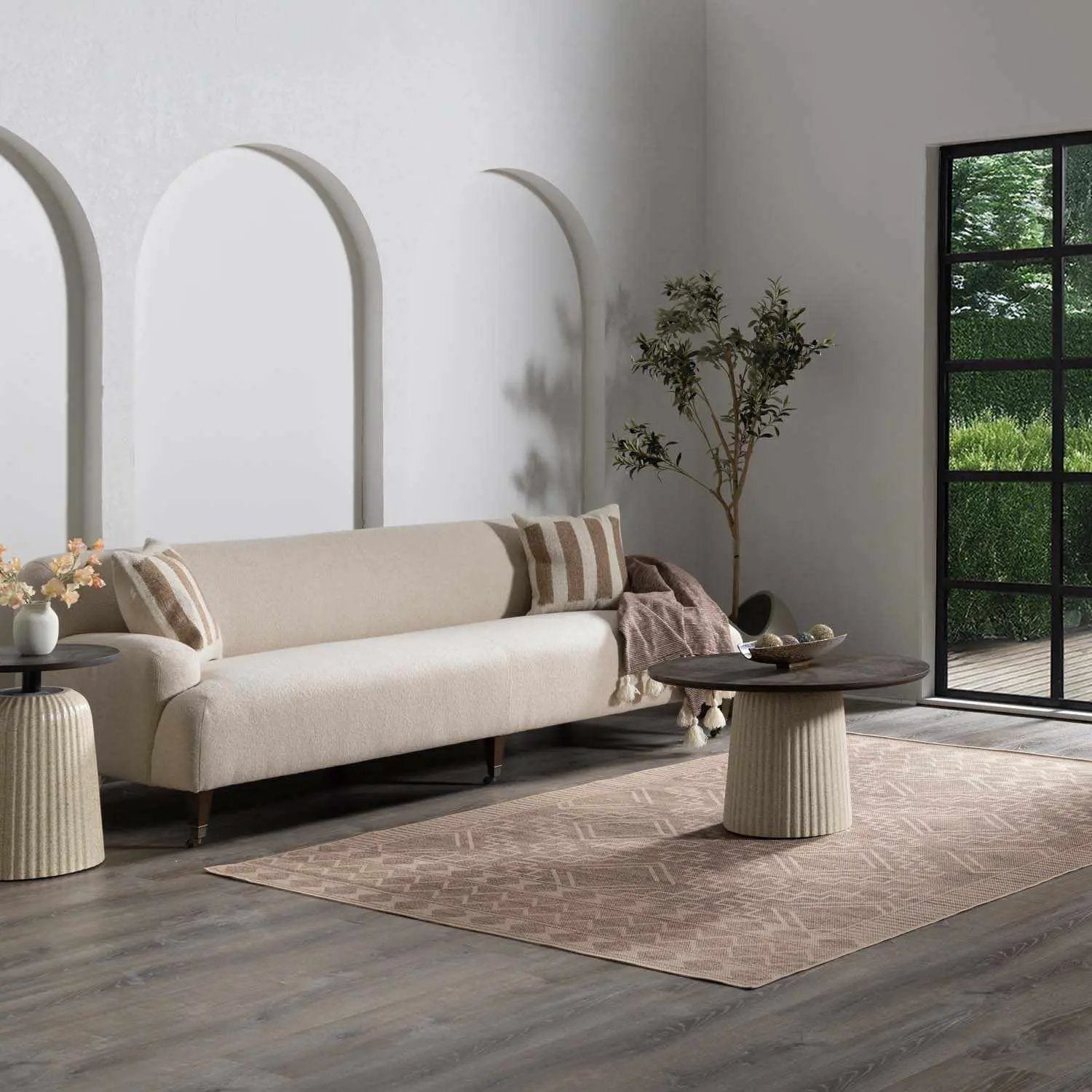 Halle Beige Washable Area Rug - Clearance by Boutique Rugs