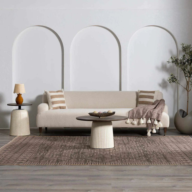 Halle Tan Washable Area Rug - Clearance by Boutique Rugs