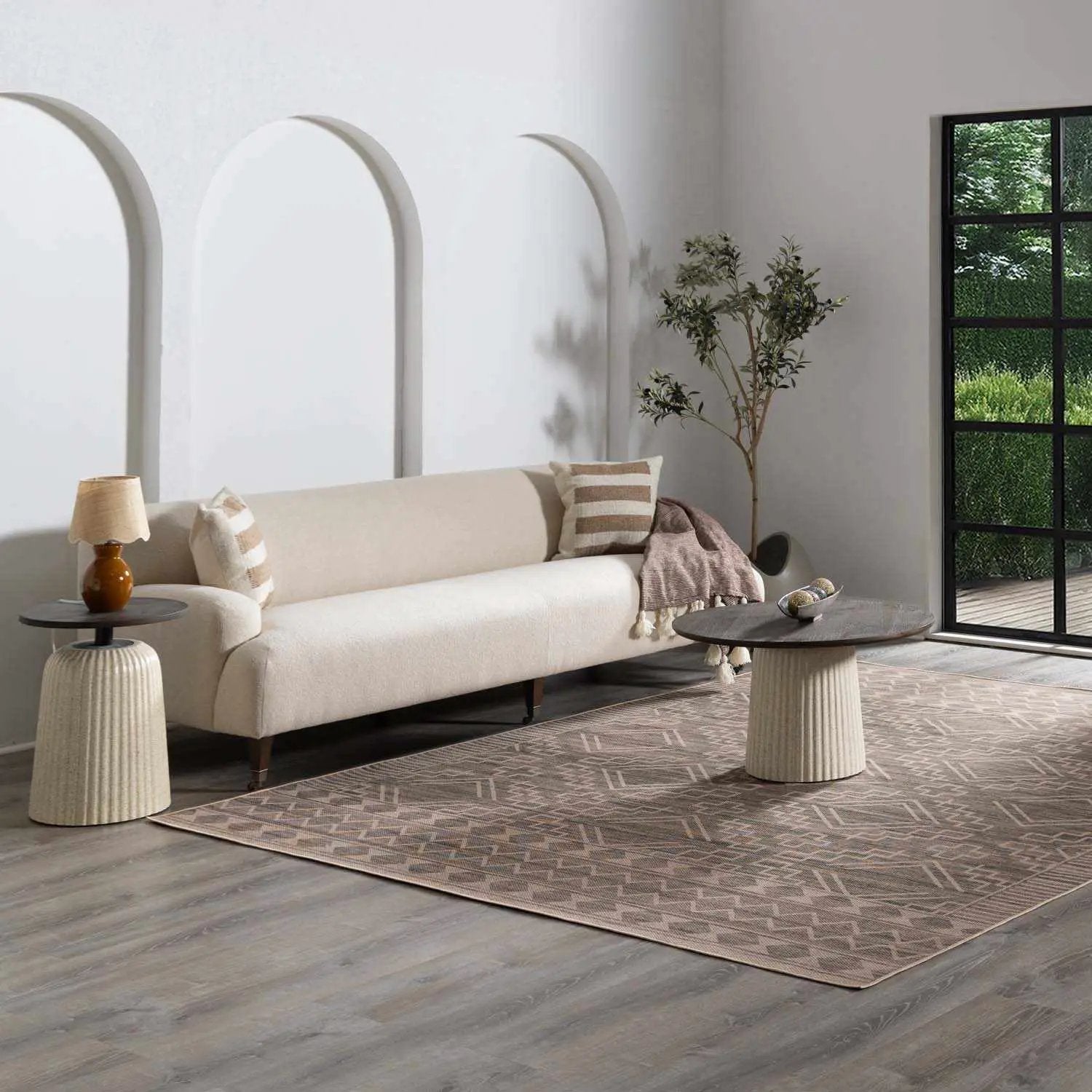 Halle Tan Washable Area Rug - Clearance by Boutique Rugs