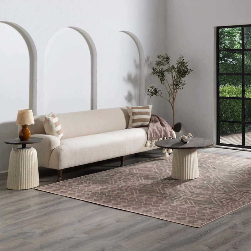 Halle Tan Washable Area Rug - Clearance by Boutique Rugs