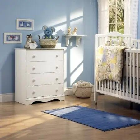 White 4 Drawer Bedroom Chest with Wooden Knobs by HomePacific