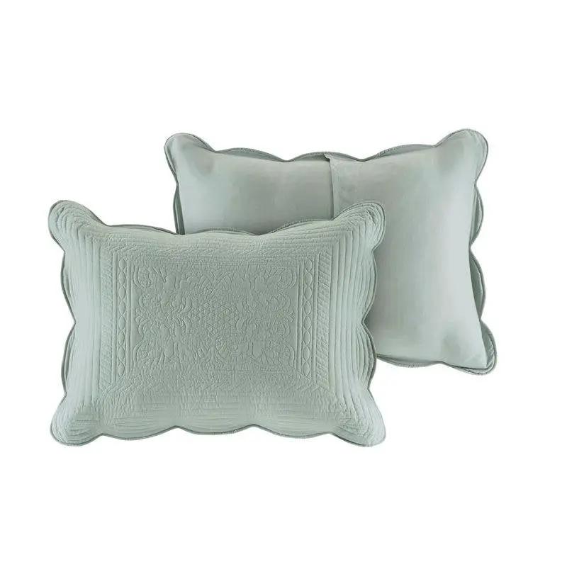 Full/Queen size 3-Piece Reversible Scalloped Edges Microfiber Quilt Set in Seafoam by HomePacific