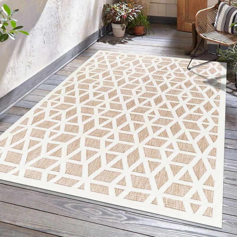 Nuri Tan Outdoor Rug - Clearance by Boutique Rugs