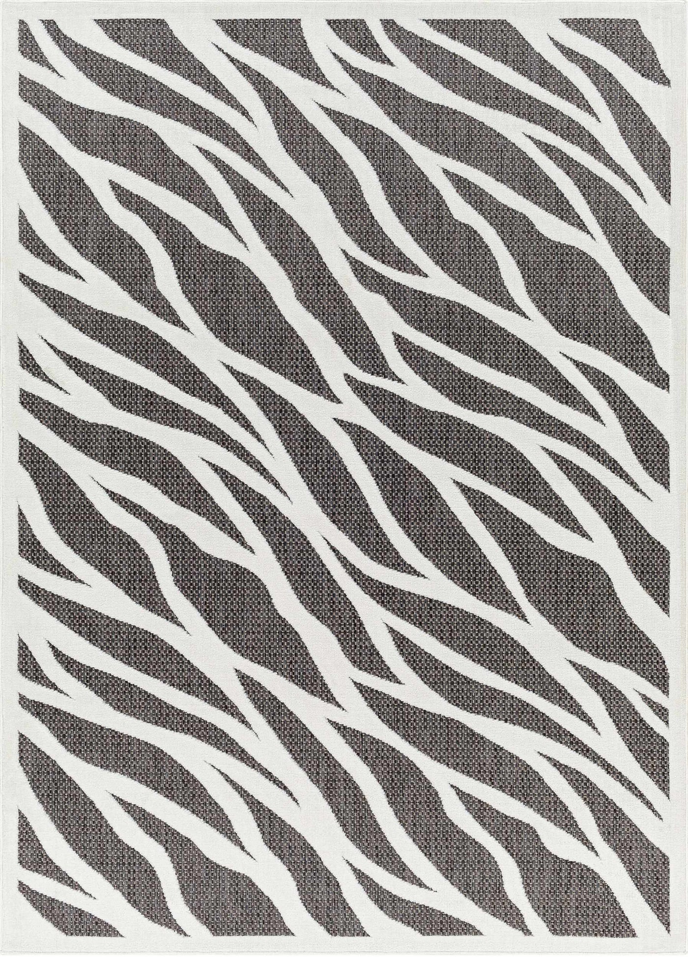Astra Zebra Print Black Outdoor Rug - Clearance by Boutique Rugs