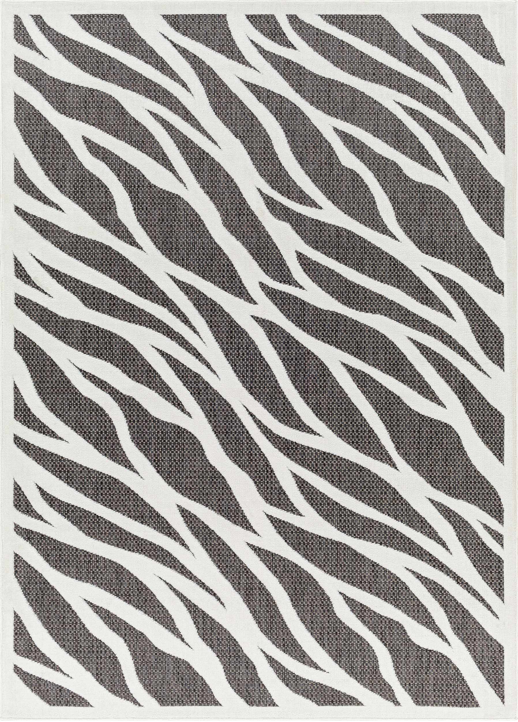 Astra Zebra Print Black Outdoor Rug - Clearance by Boutique Rugs