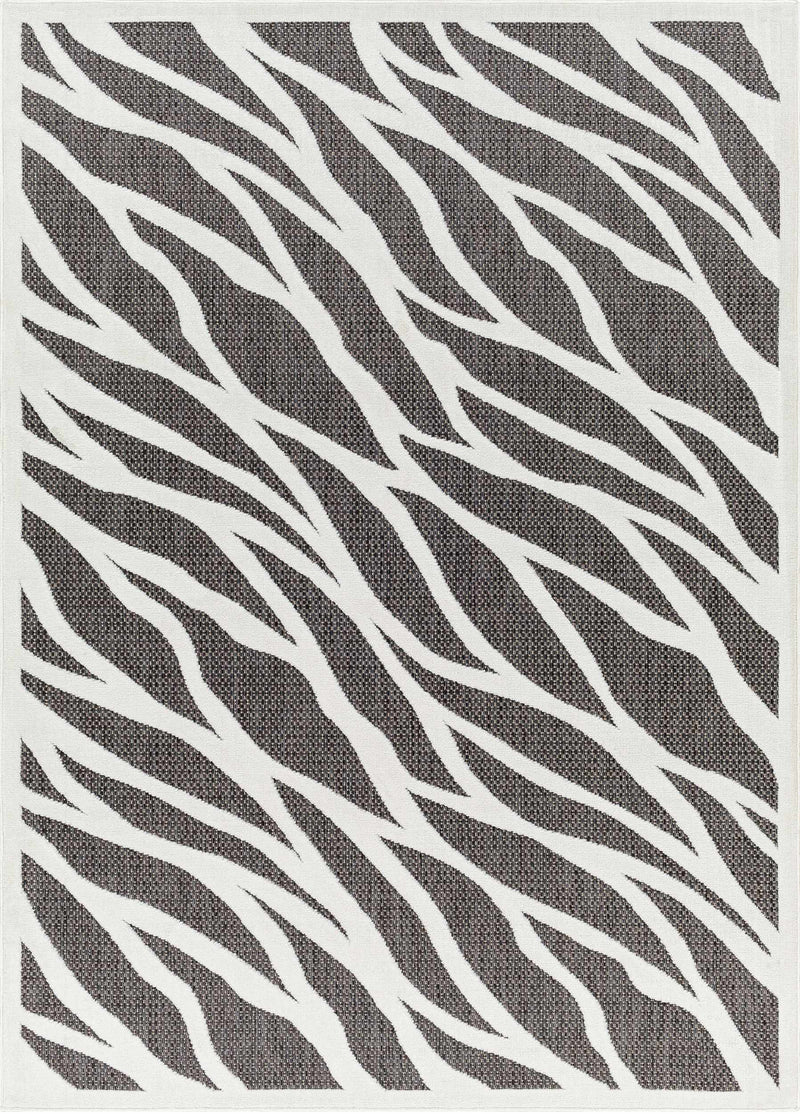 Astra Zebra Print Black Outdoor Rug - Clearance by Boutique Rugs