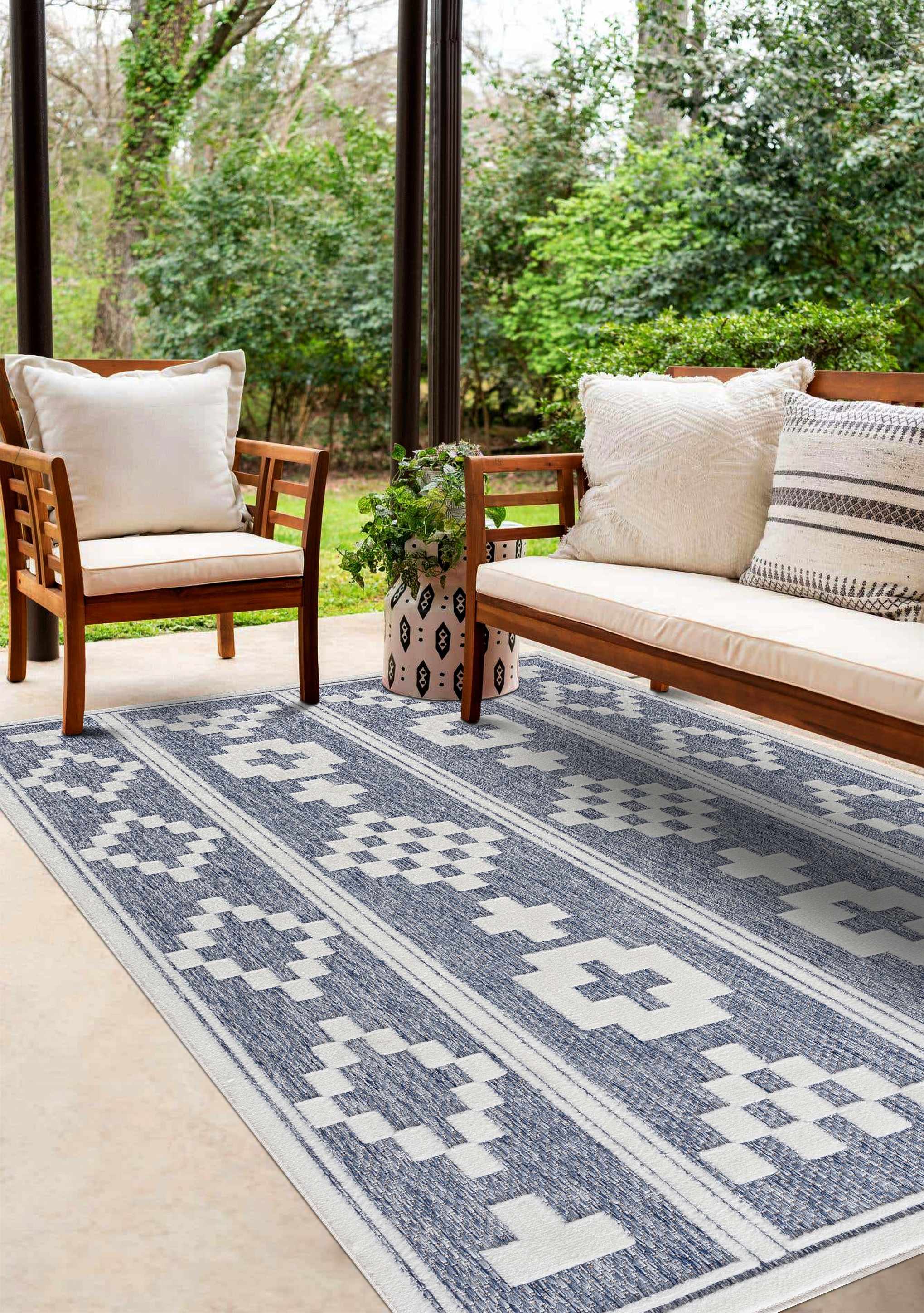 Hiro Blue Outdoor Rug - Clearance by Boutique Rugs