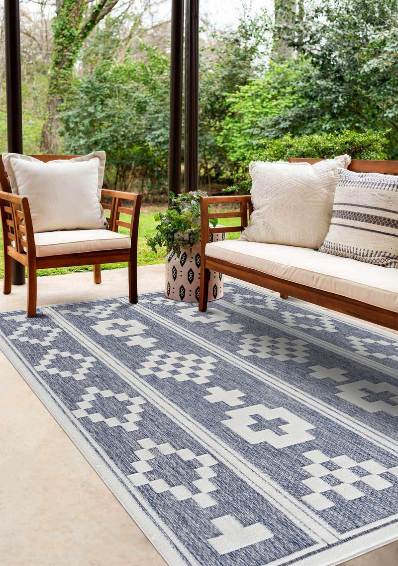 Hiro Blue Outdoor Rug - Clearance by Boutique Rugs