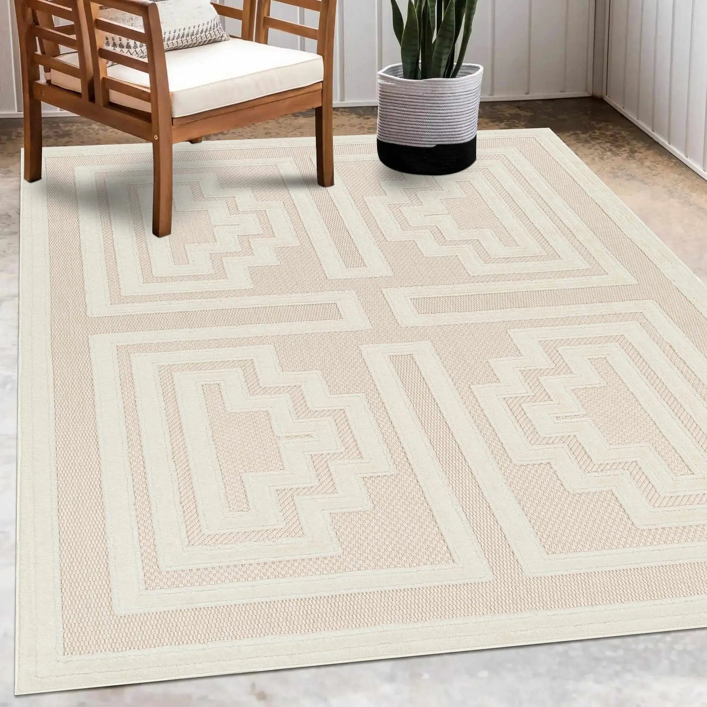 Yves Cream Outdoor Rug - Clearance by Boutique Rugs