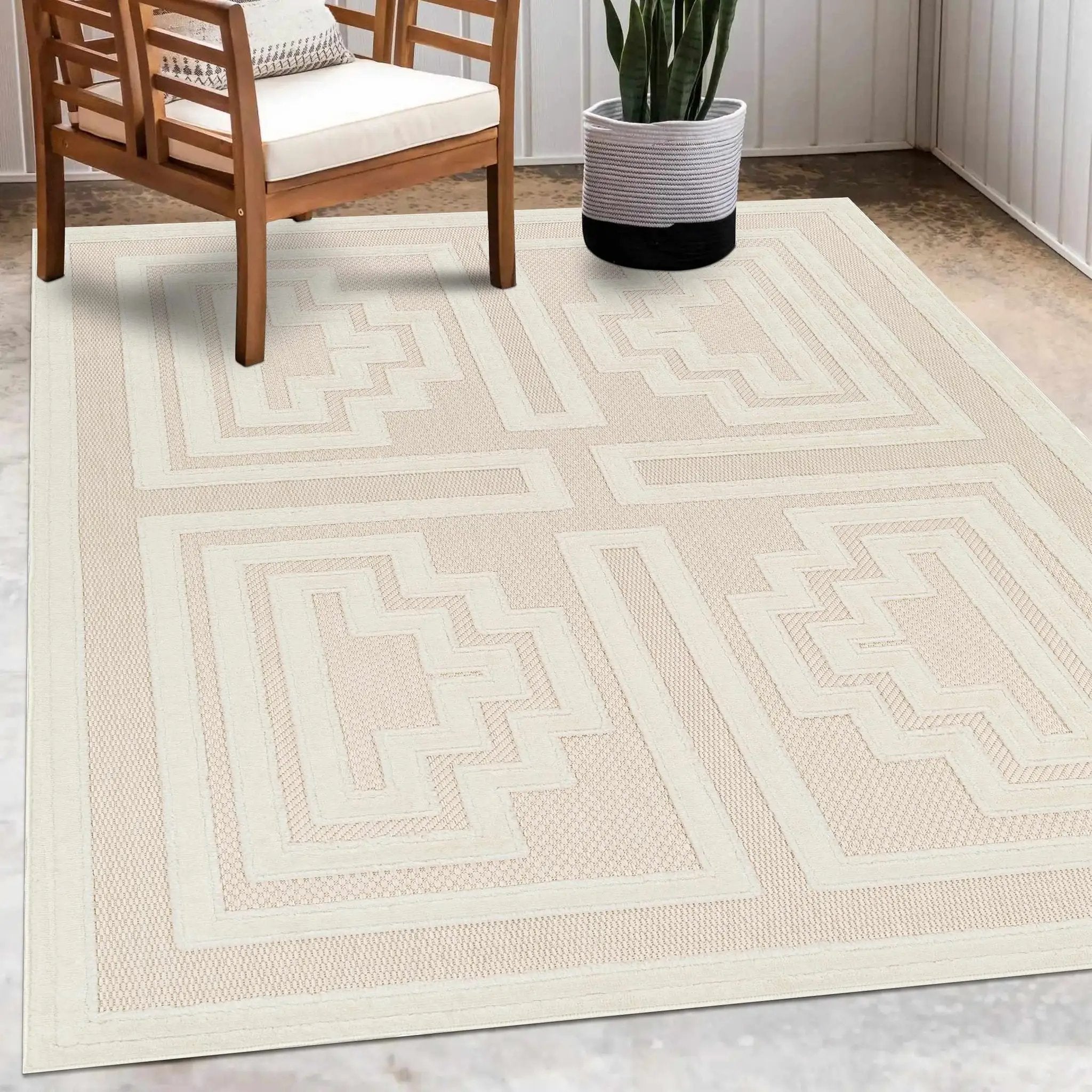 Yves Cream Outdoor Rug - Clearance by Boutique Rugs