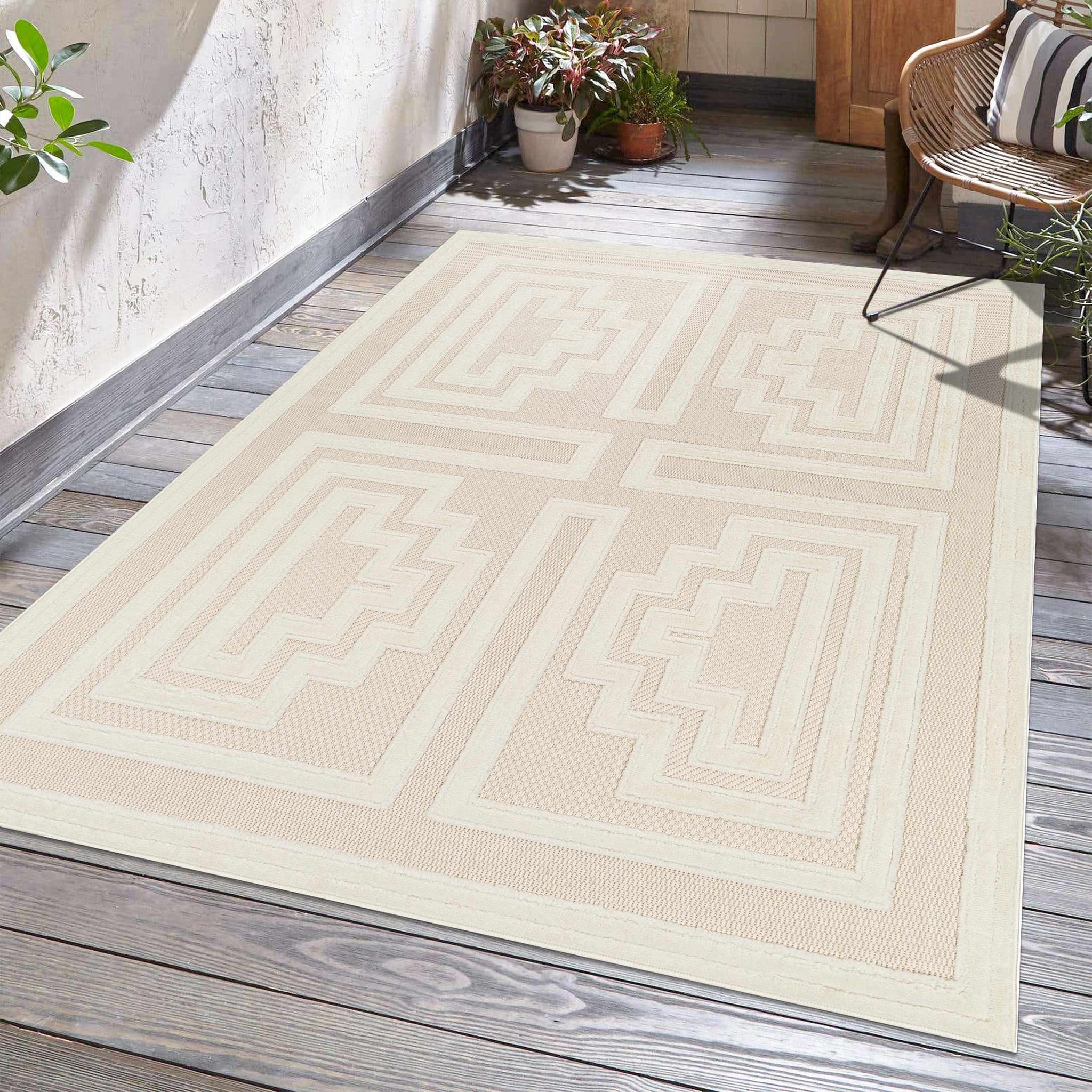 Yves Cream Outdoor Rug - Clearance by Boutique Rugs
