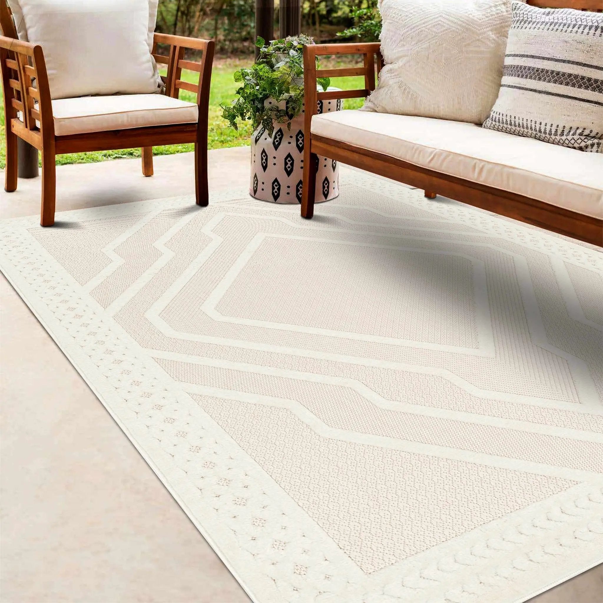 Anja Cream Outdoor Rug - Clearance by Boutique Rugs