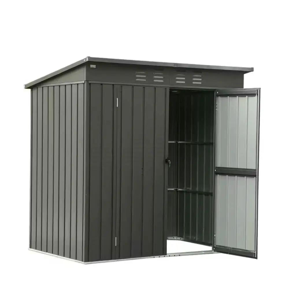 Outdoor Black Galvanized Steel Metal Storage Shed - 6ft. x 4 ft. by HomePacific