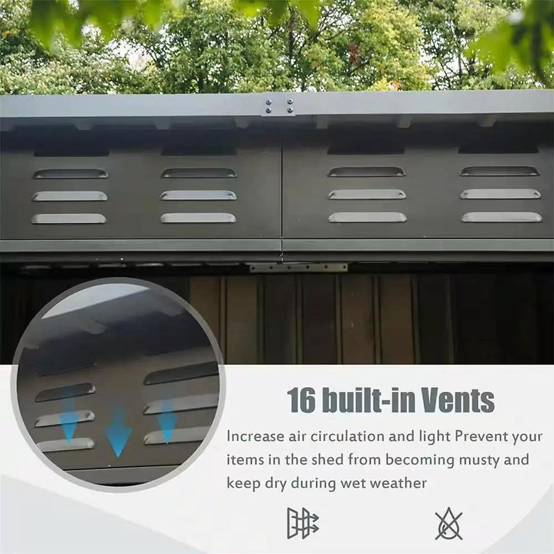 Outdoor Black Galvanized Steel Metal Storage Shed - 6ft. x 4 ft. by HomePacific