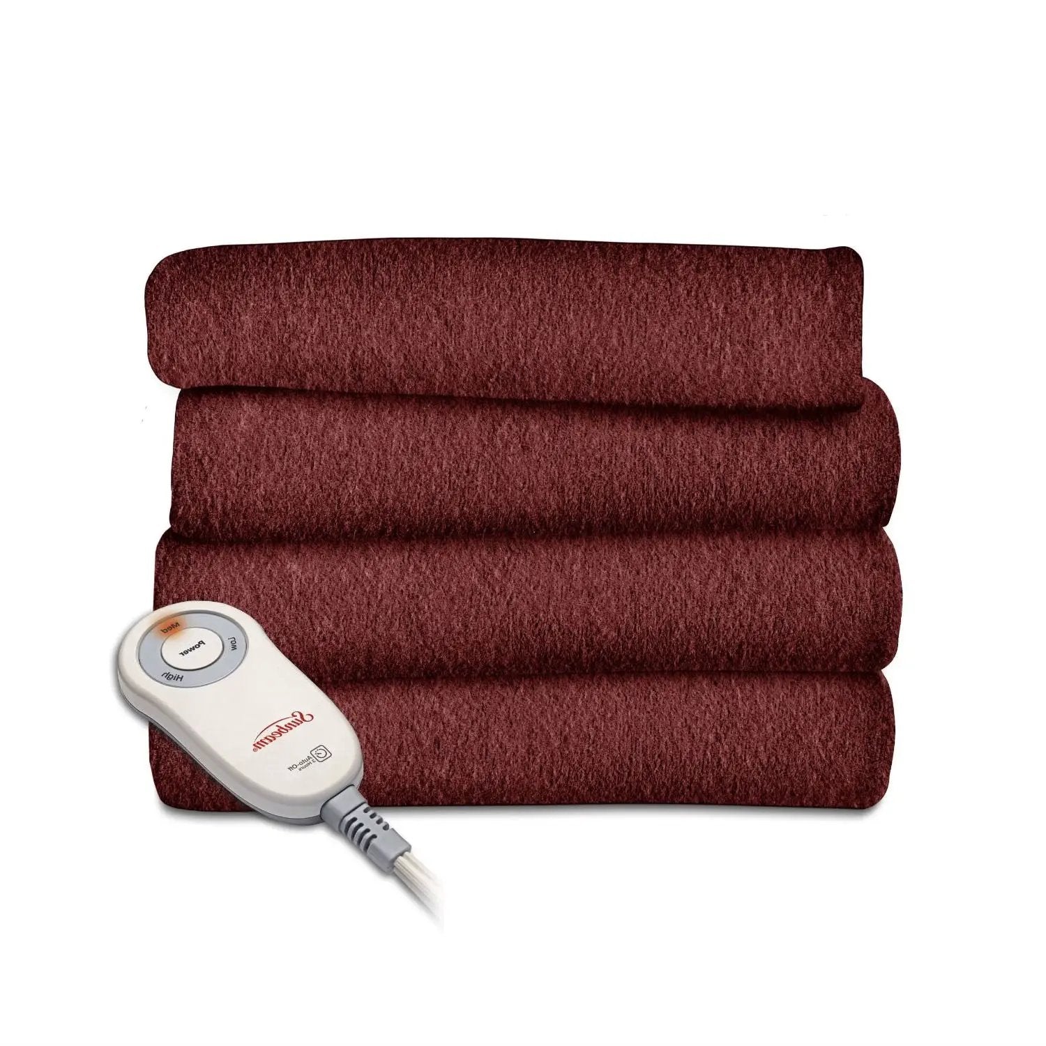 Garnet Red Soft Warm Fleece Electric Heated Throw Blanket by HomePacific