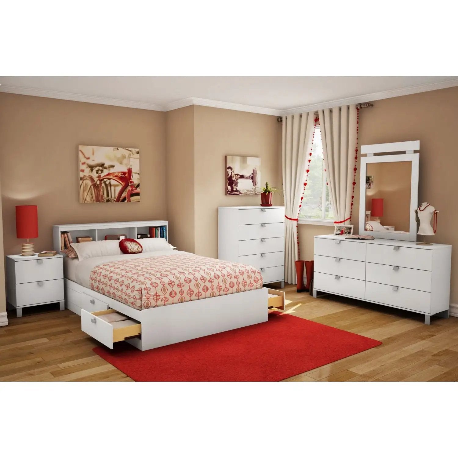 Full size Modern Platform Bed with 4 Storage Drawers by HomePacific